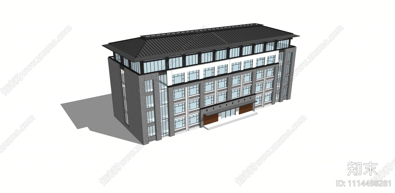 新中式行政办公楼SU模型下载【ID:1114498281】