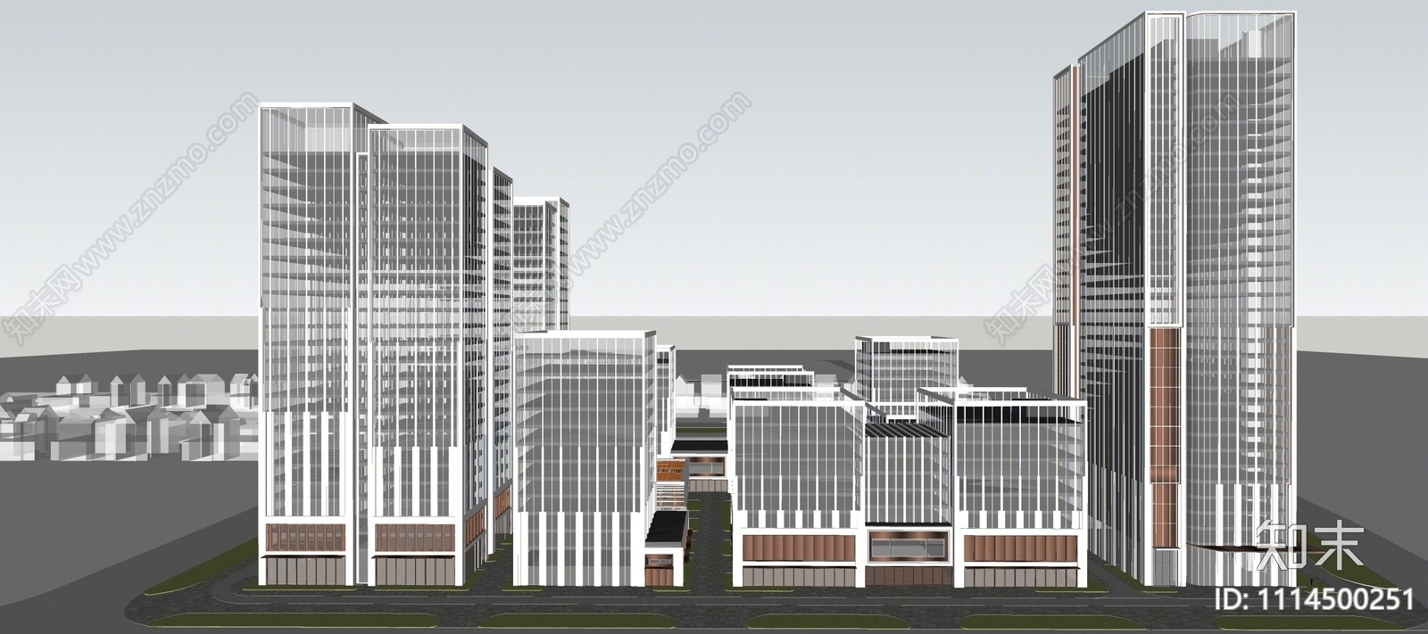 现代办公楼SU模型下载【ID:1114500251】