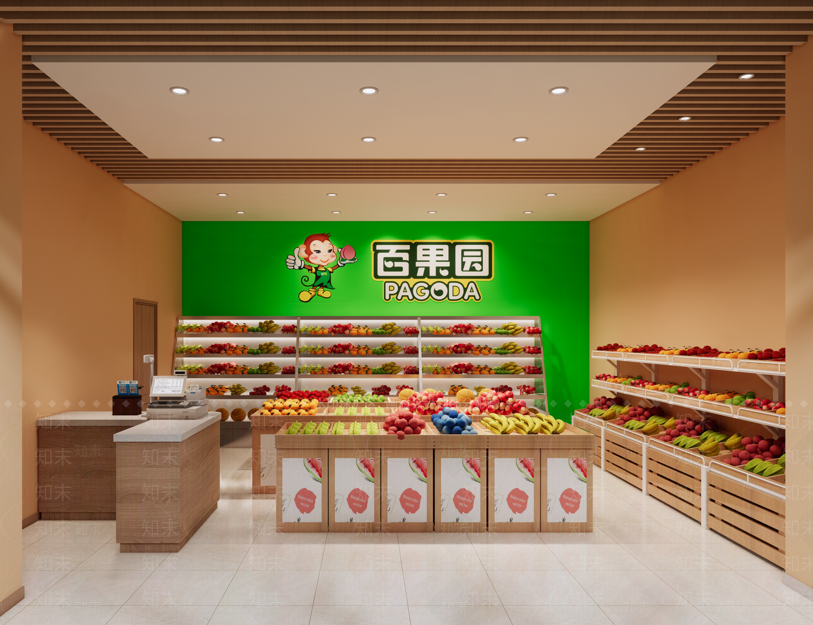 现代百果园水果店SU模型下载【ID:1114503099】