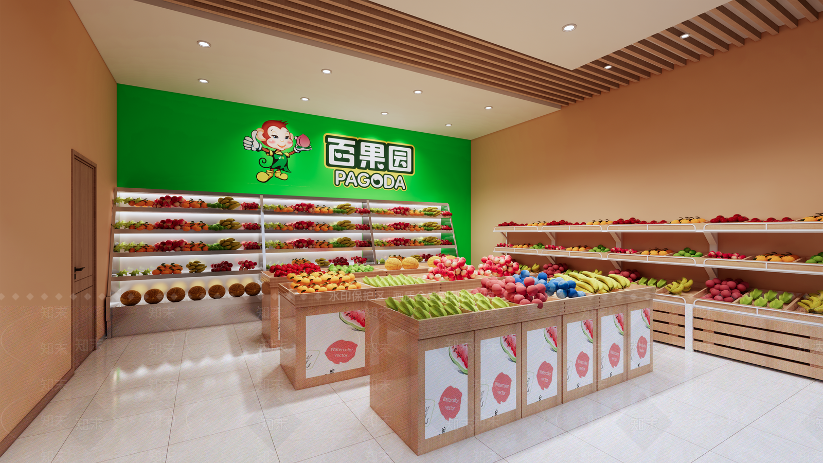 现代百果园水果店SU模型下载【ID:1114503099】