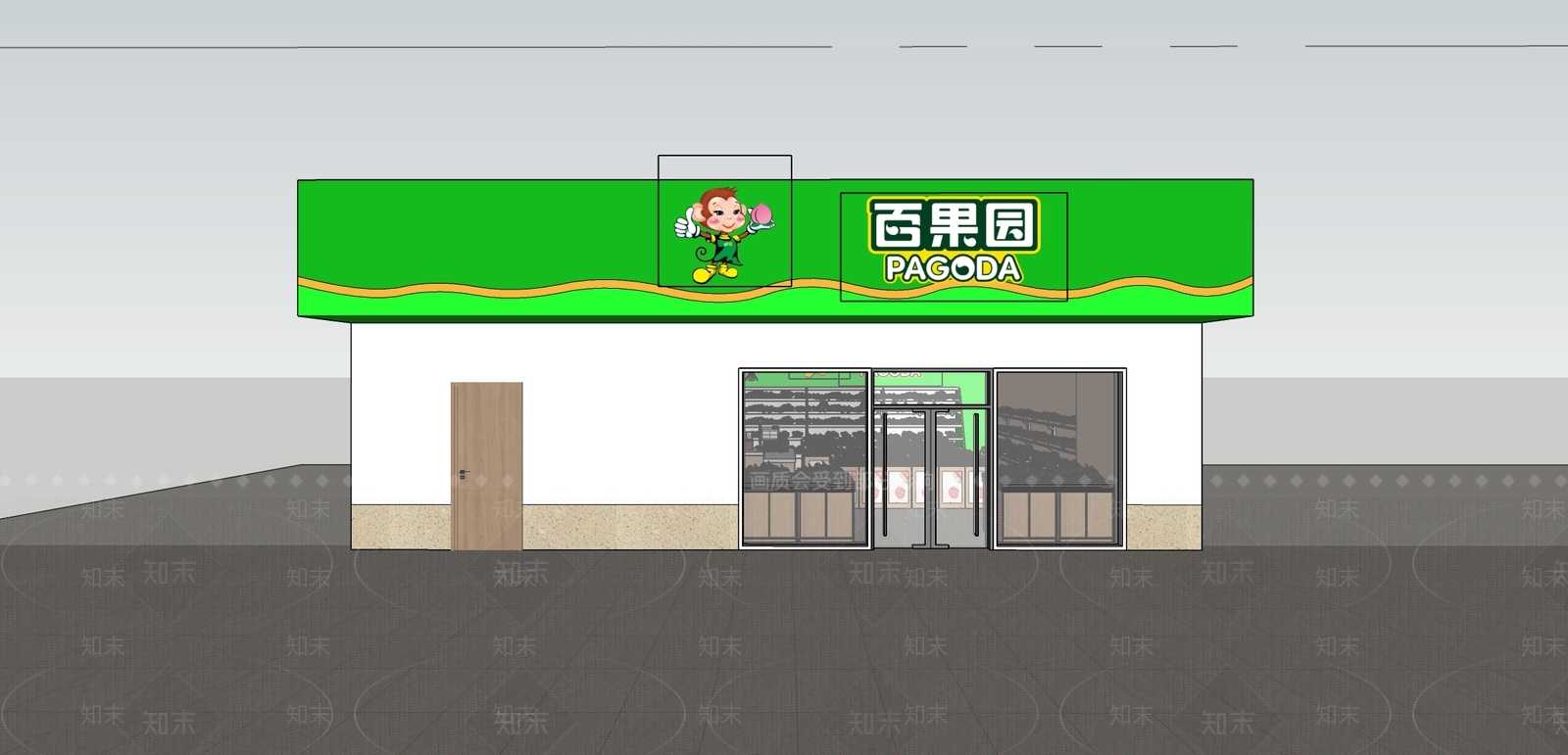 现代百果园水果店SU模型下载【ID:1114503099】