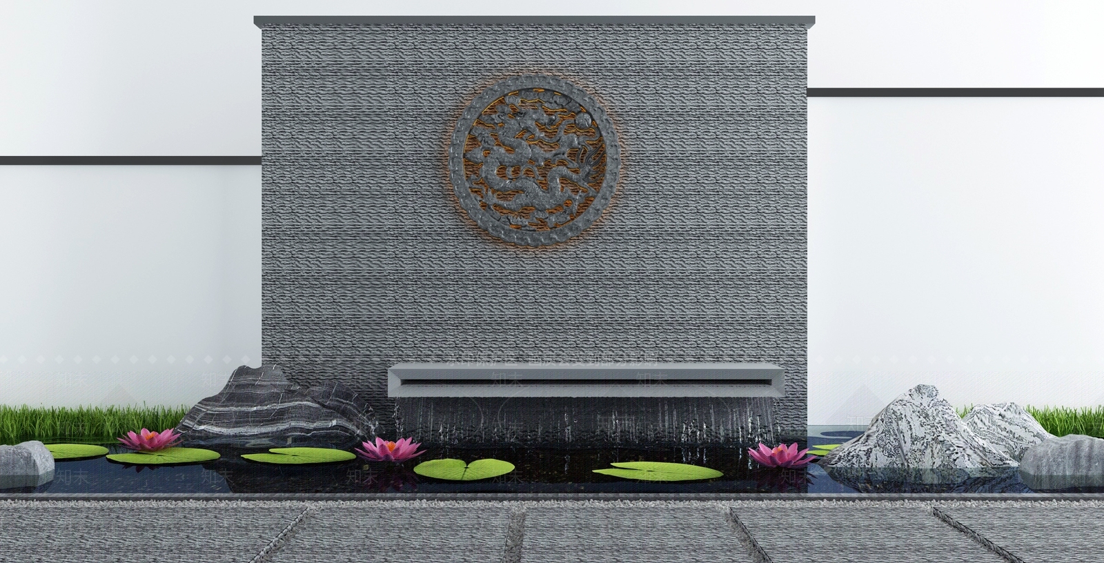 新中式假山水景3D模型下载【ID:1114510680】