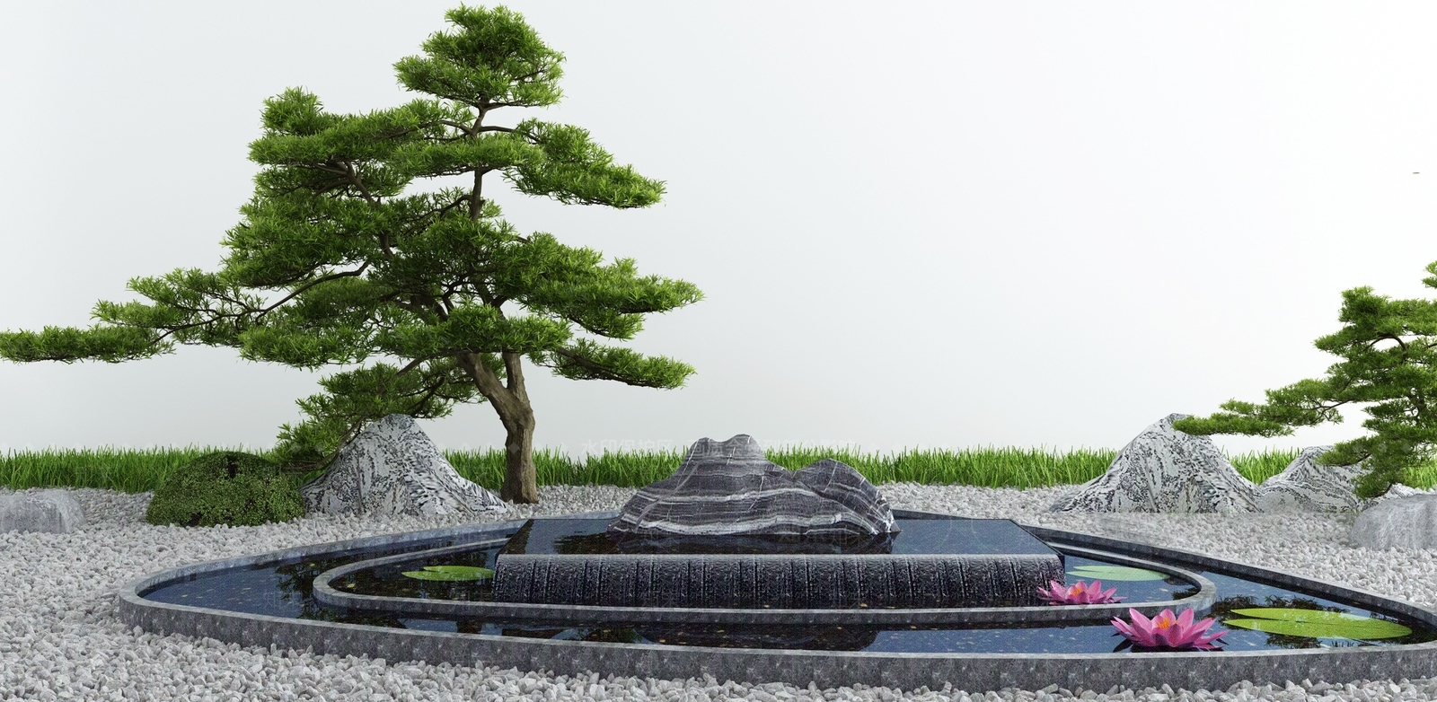 新中式假山水景3D模型下载【ID:1114511499】