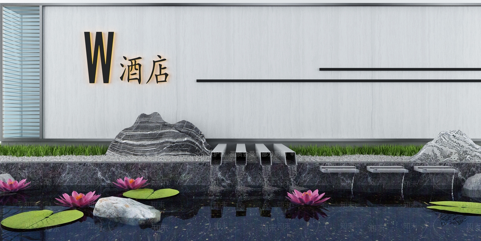 新中式假山水景3D模型下载【ID:1114512019】