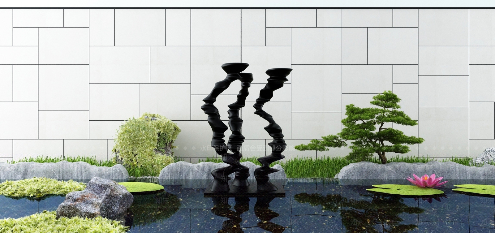 新中式假山水景3D模型下载【ID:1114512120】