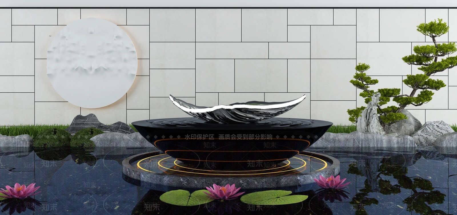 新中式假山水景3D模型下载【ID:1114516294】