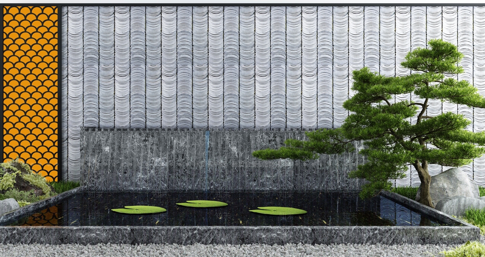 新中式庭院水景小品3D模型下载【ID:1114516832】