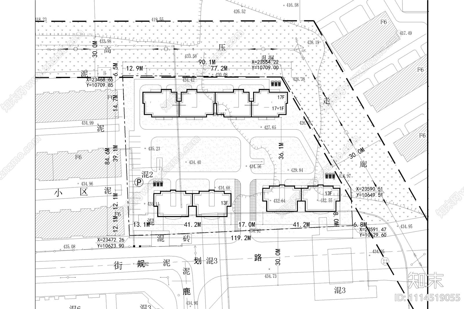 纺建路小区规划图cad施工图下载【ID:1114519055】