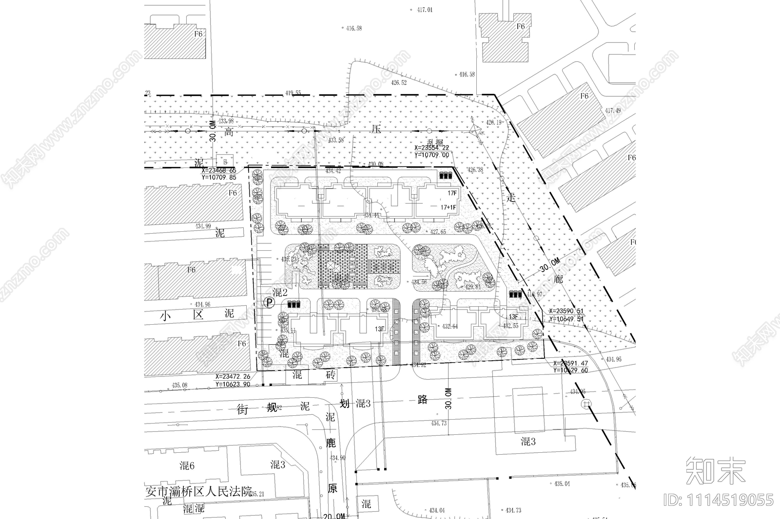 纺建路小区规划图cad施工图下载【ID:1114519055】