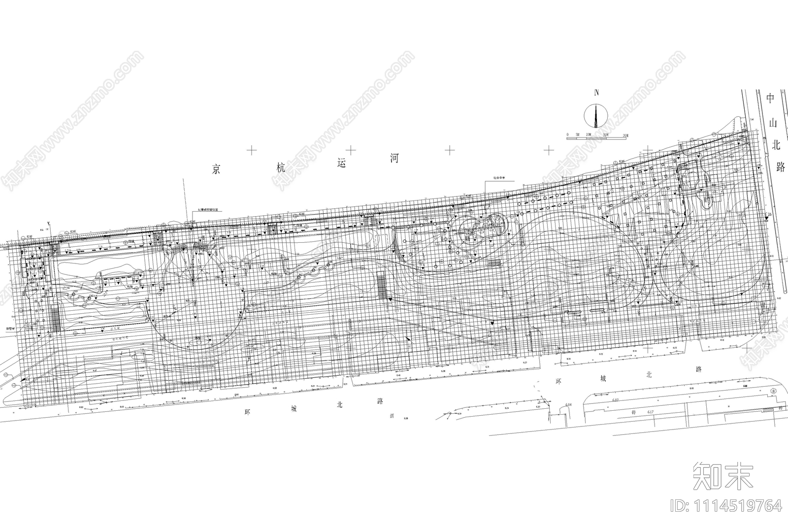 杭州环北运河绿地设计方案cad施工图下载【ID:1114519764】