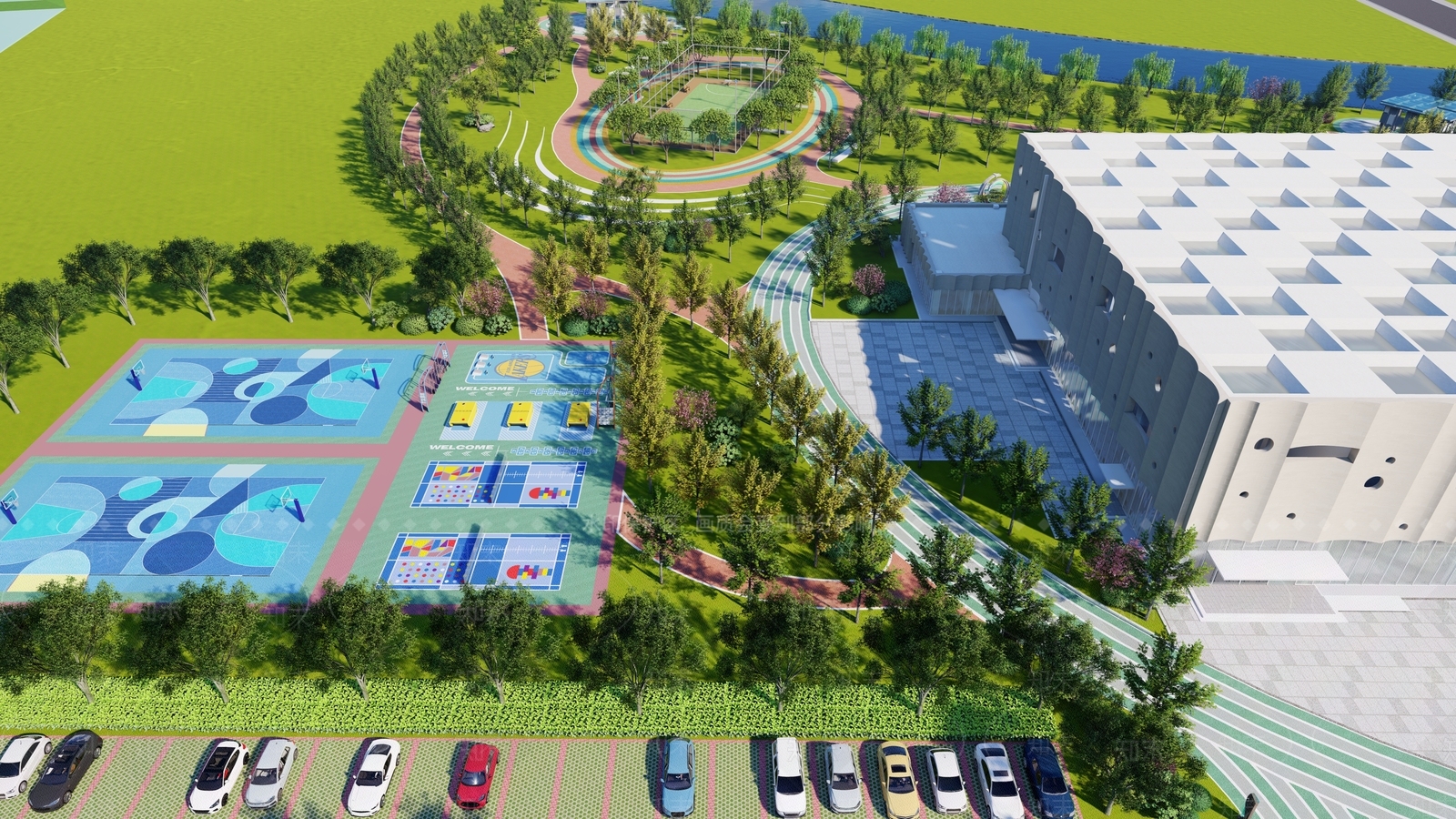 现代运动公园景观SU模型下载【ID:1114520948】