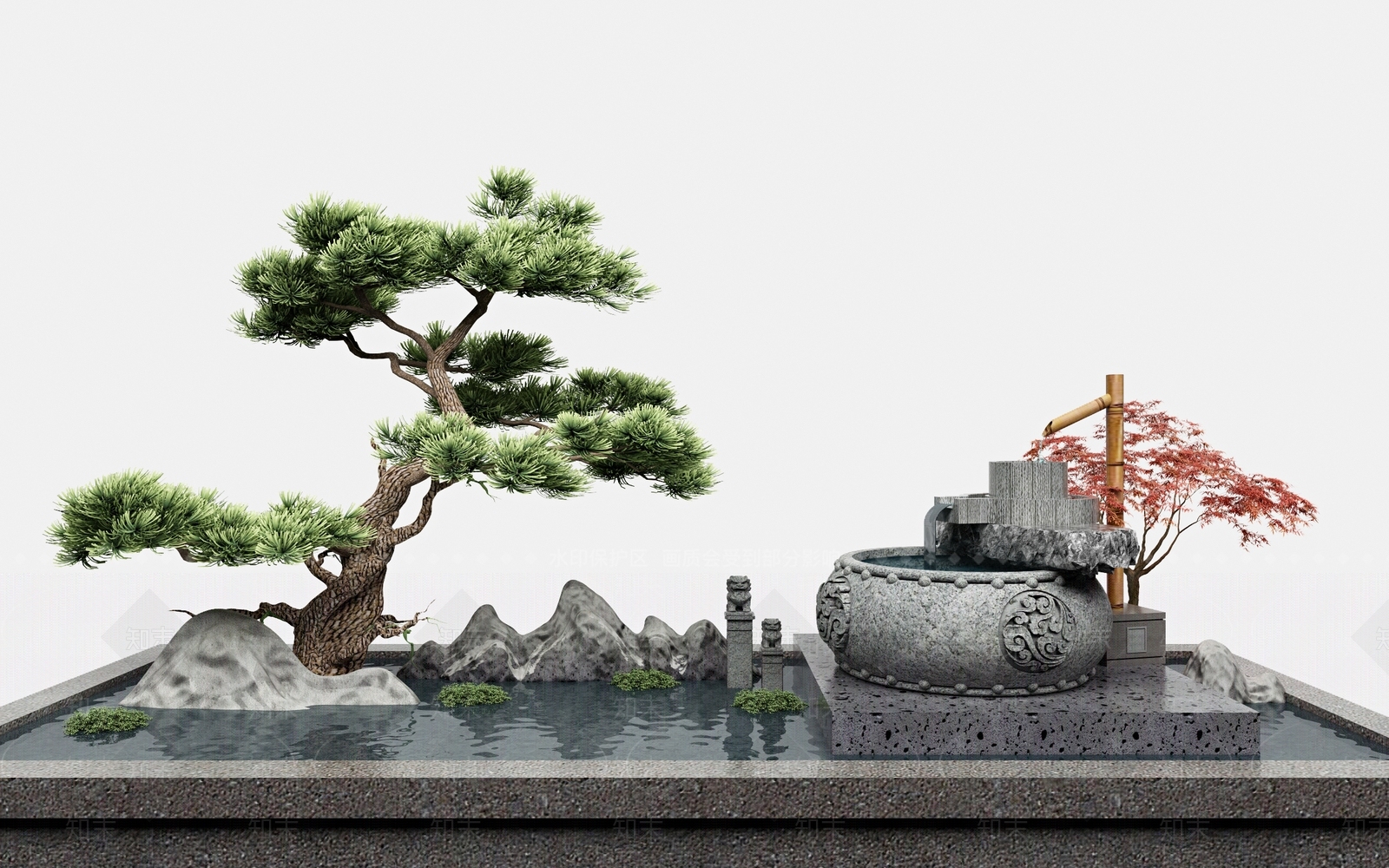 新中式景观小品3D模型下载【ID:1114525105】
