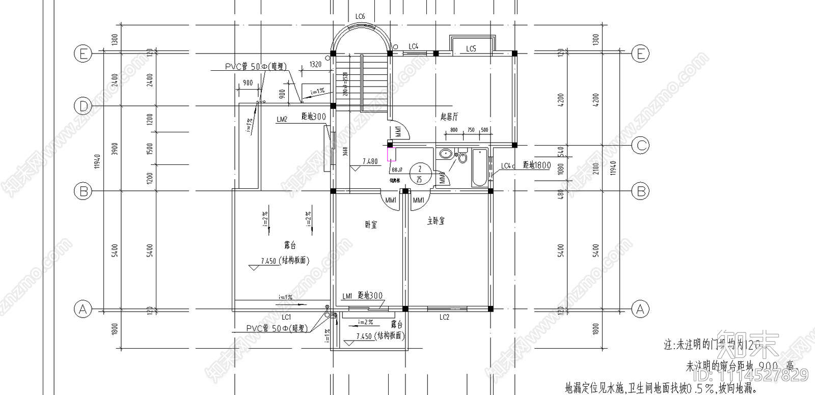 单栋别墅建筑图cad施工图下载【ID:1114527829】