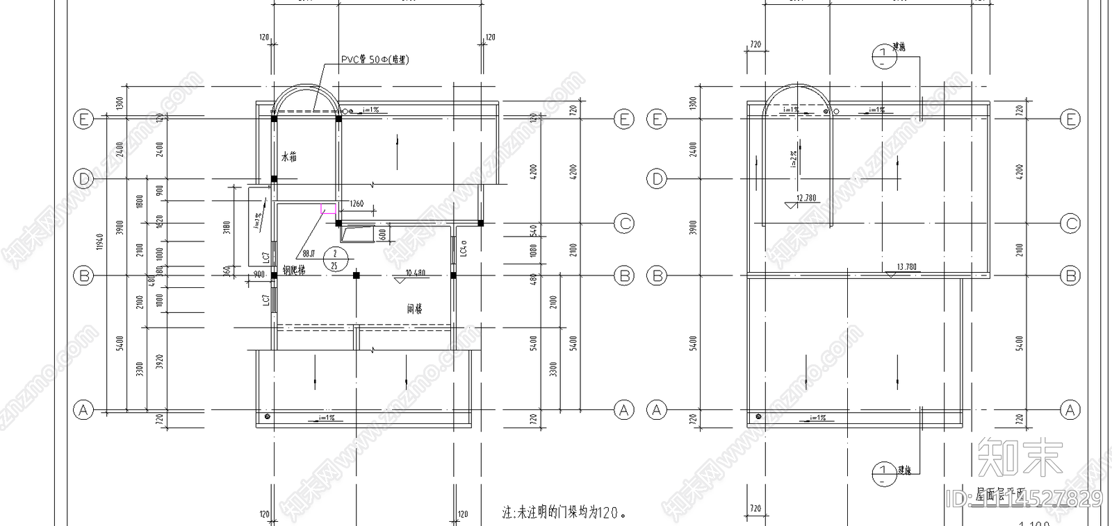 单栋别墅建筑图cad施工图下载【ID:1114527829】