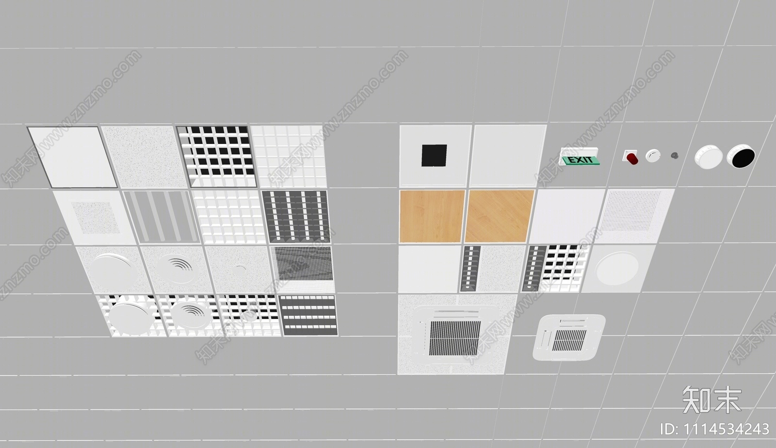 现代铝扣板天花板SU模型下载【ID:1114534243】
