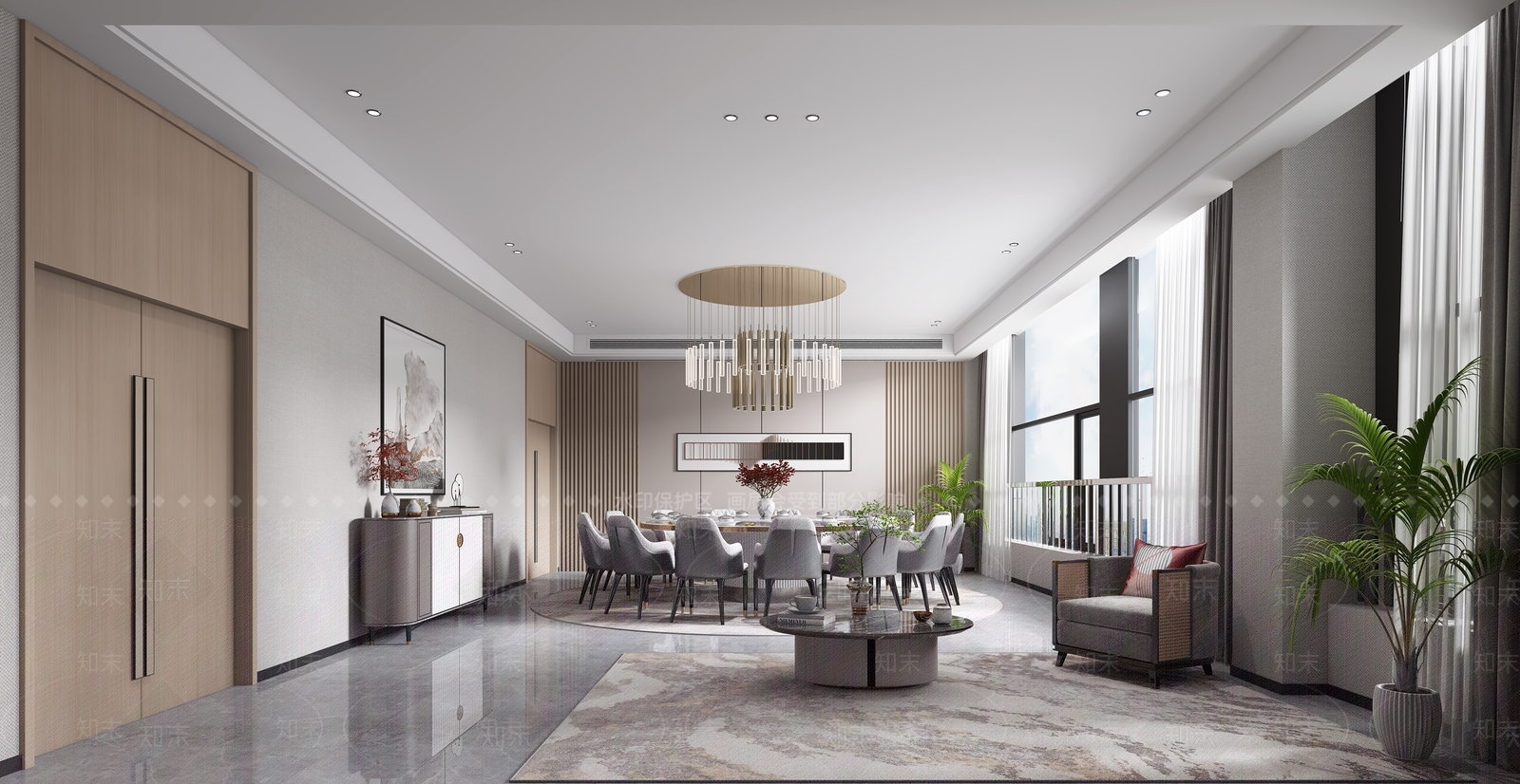 现代党建会议室3D模型下载【ID:1114538049】