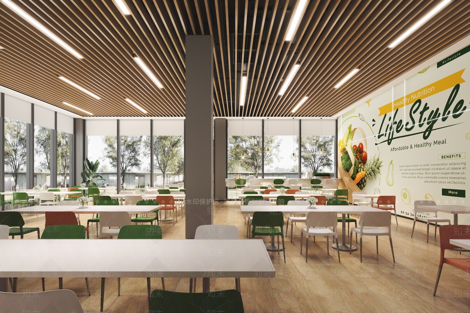 现代员工食堂3D模型下载【ID:1114541600】