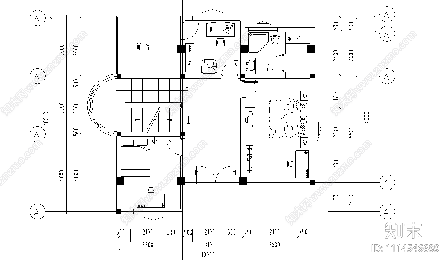 农村别墅设计图cad施工图下载【ID:1114546689】