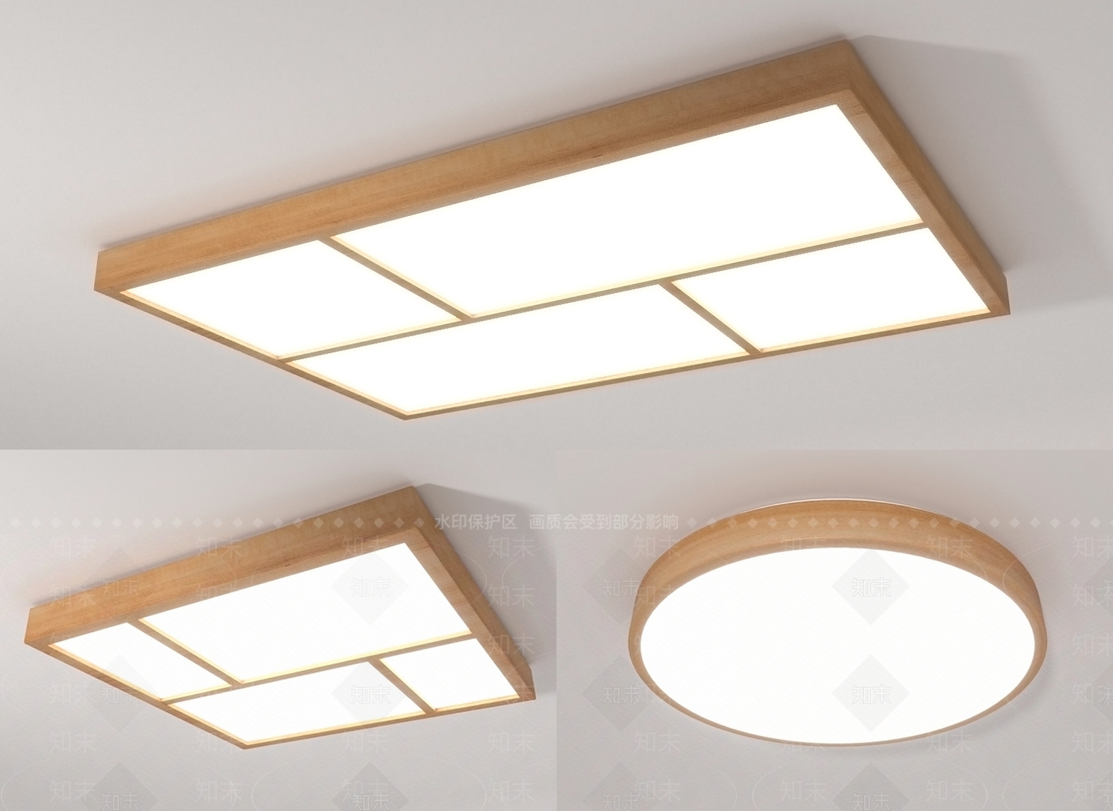 日式吸顶灯3D模型下载【ID:1114553060】