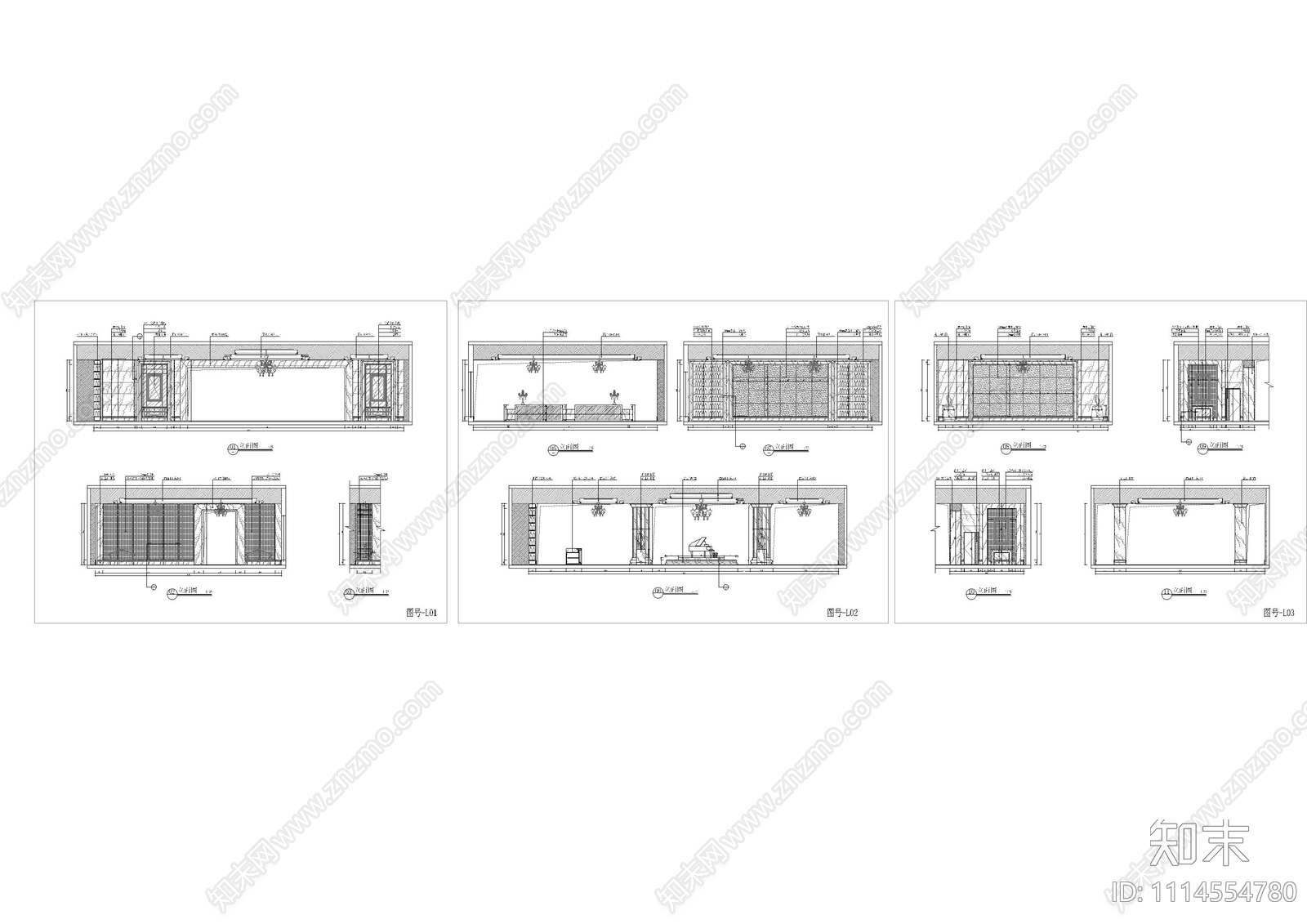 欧式酒店大堂平立面节点施工图cad施工图下载【ID:1114554780】