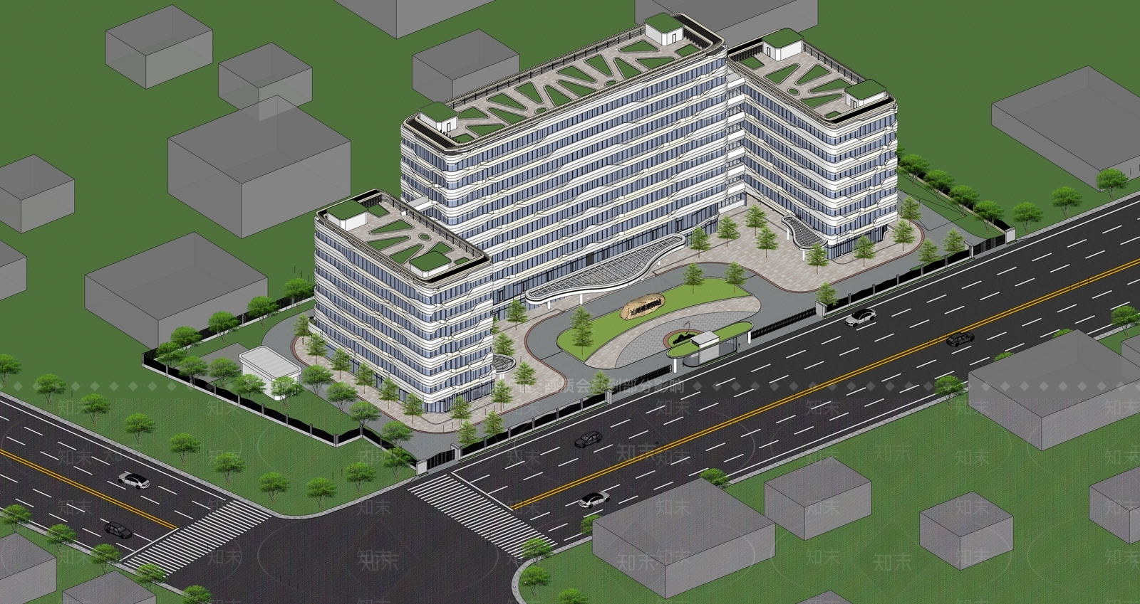现代医疗建筑SU模型下载【ID:1114558297】