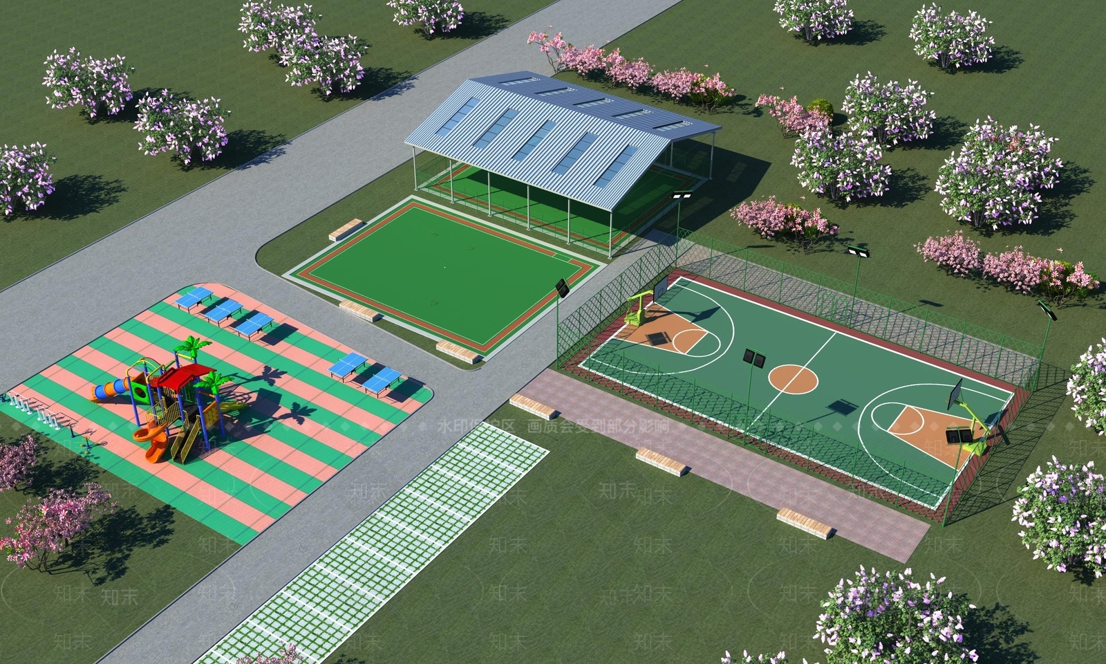 现代老年门球场3D模型下载【ID:1114558279】