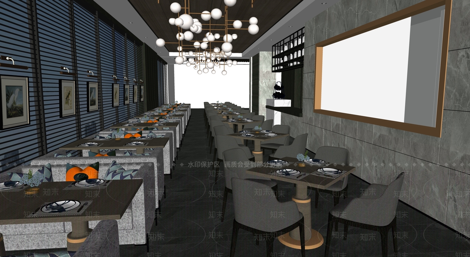 现代西餐厅SU模型下载【ID:1114564935】