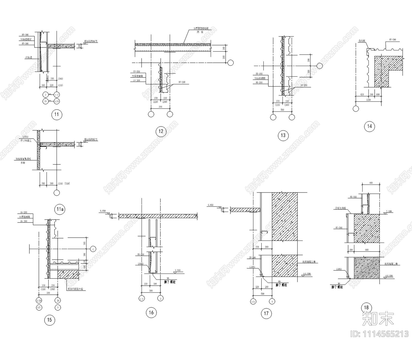 彩钢板屋面节点节点施工图施工图下载【ID:1114565213】