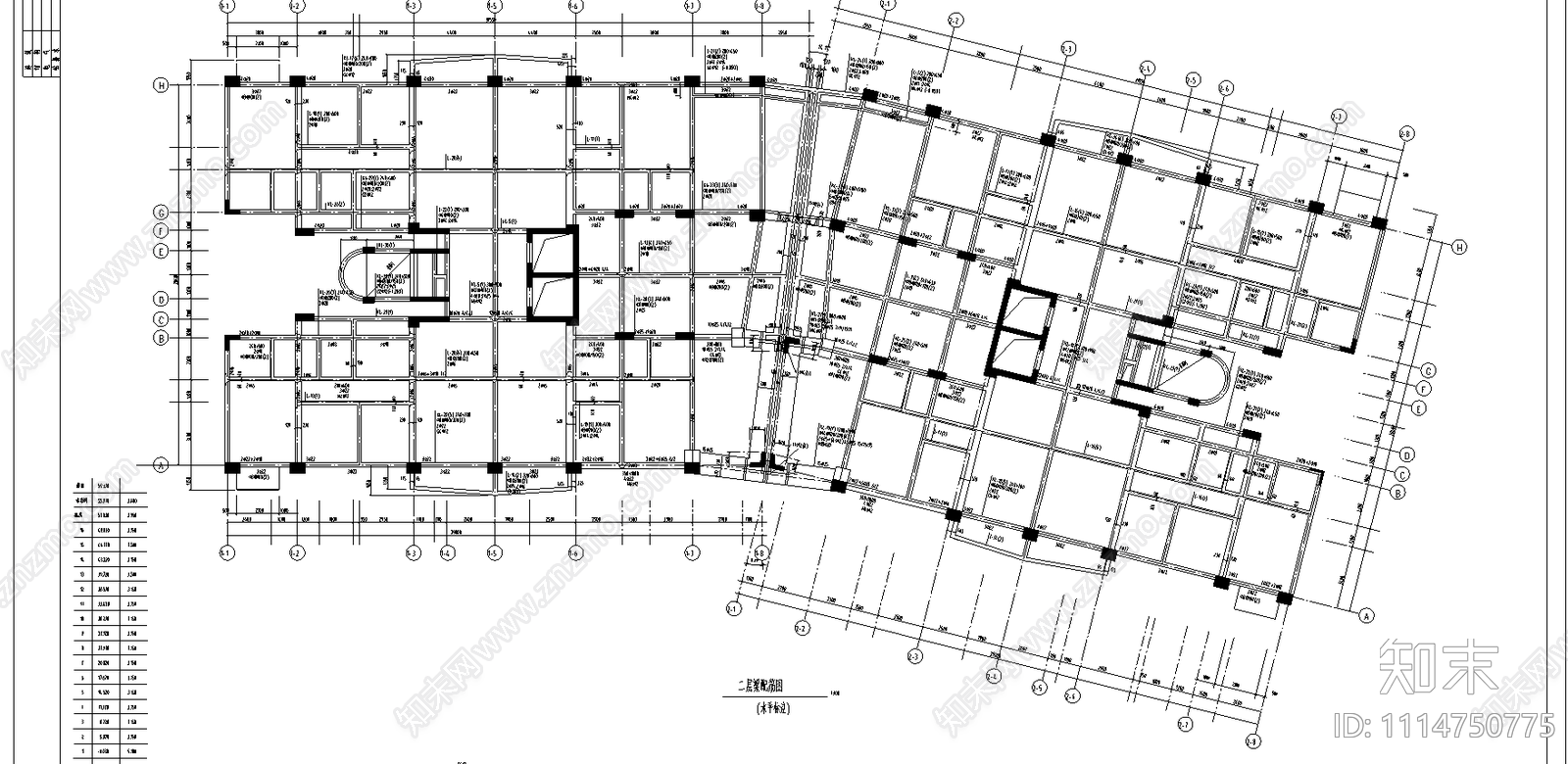 建筑框架结构平面施工图施工图下载【ID:1114750775】