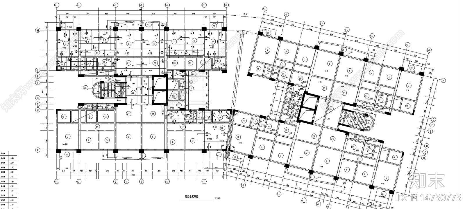 建筑框架结构平面施工图施工图下载【ID:1114750775】