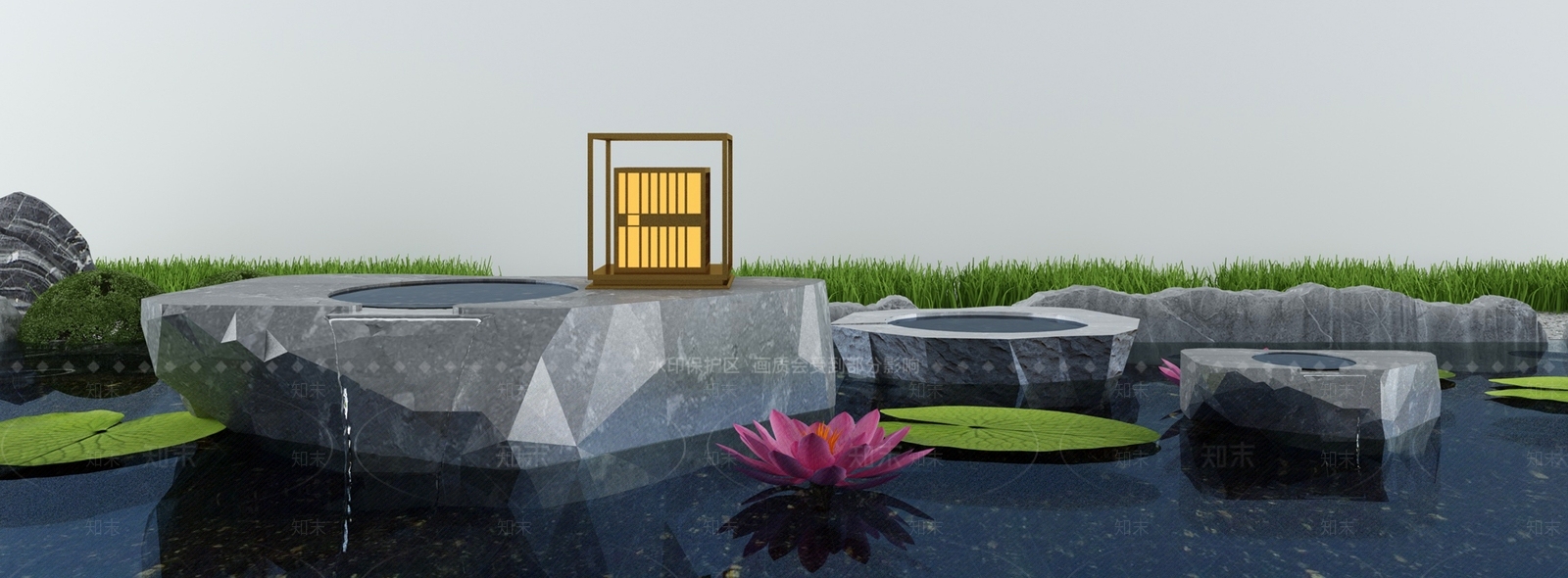 新中式假山水景3D模型下载【ID:1114571336】