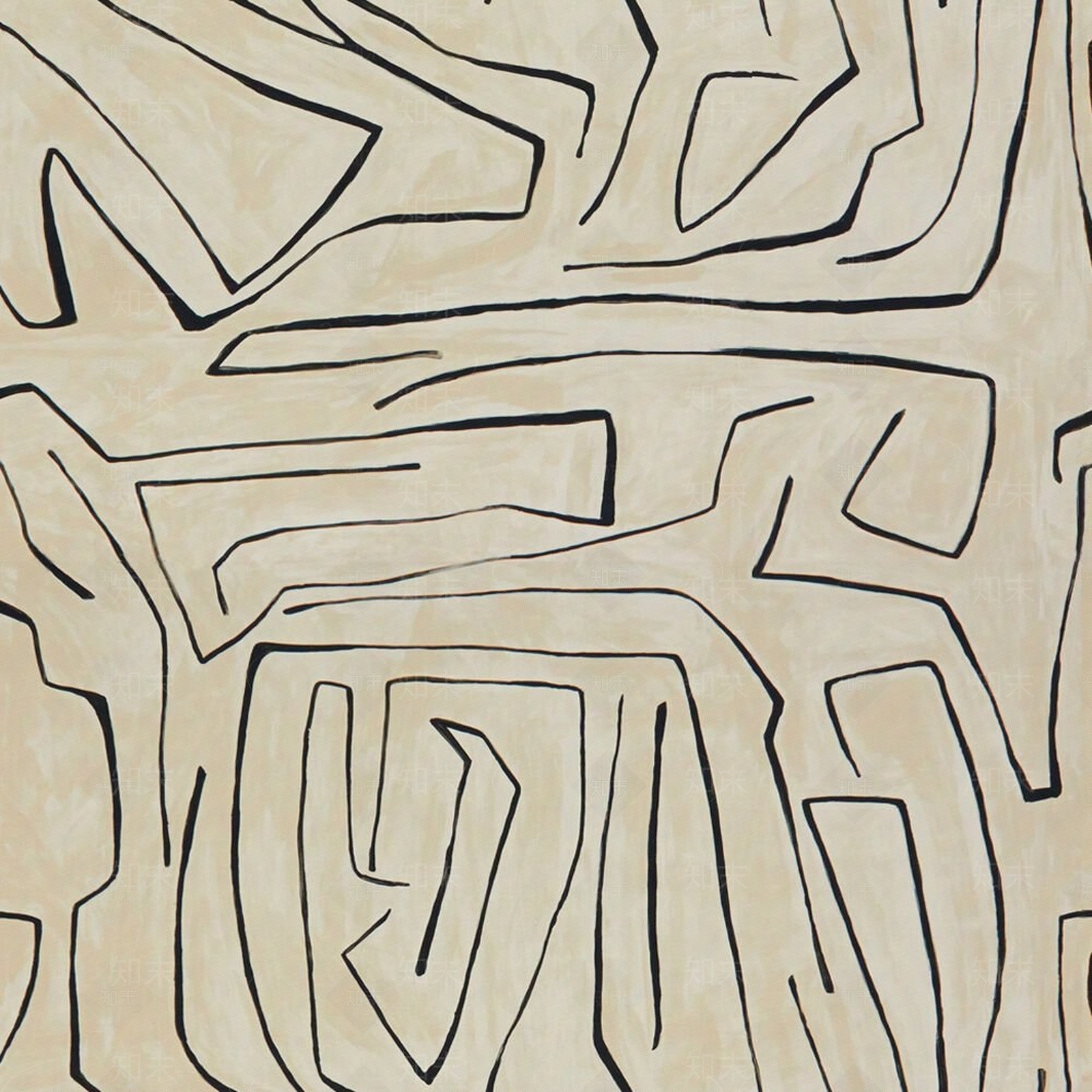 米黄色涂鸦抽象线条壁纸贴图下载【ID:1114575586】