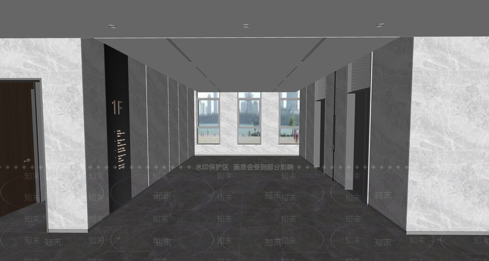 现代电梯厅SU模型下载【ID:1114791631】