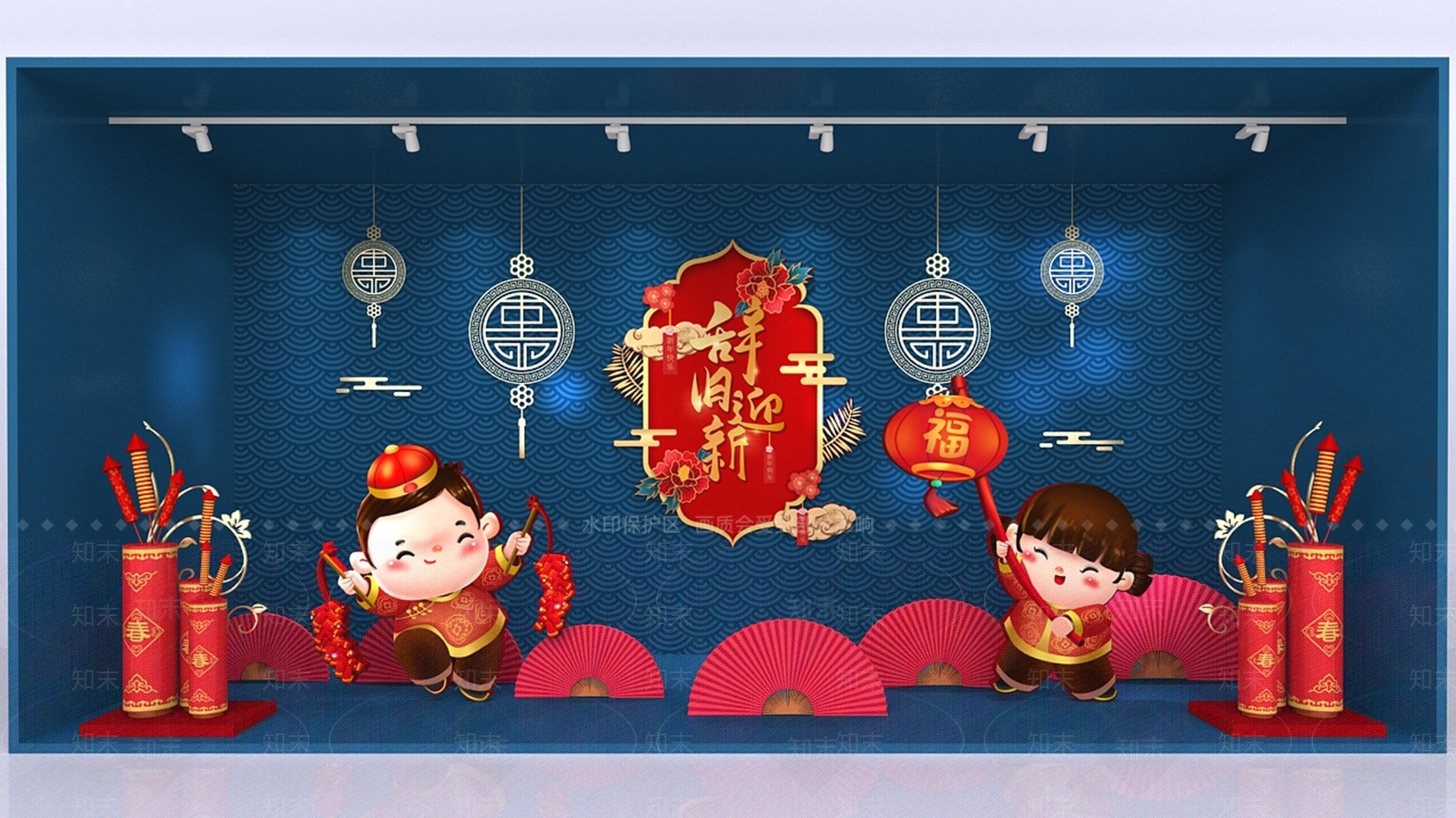 中式商场橱窗3D模型下载【ID:1114587709】