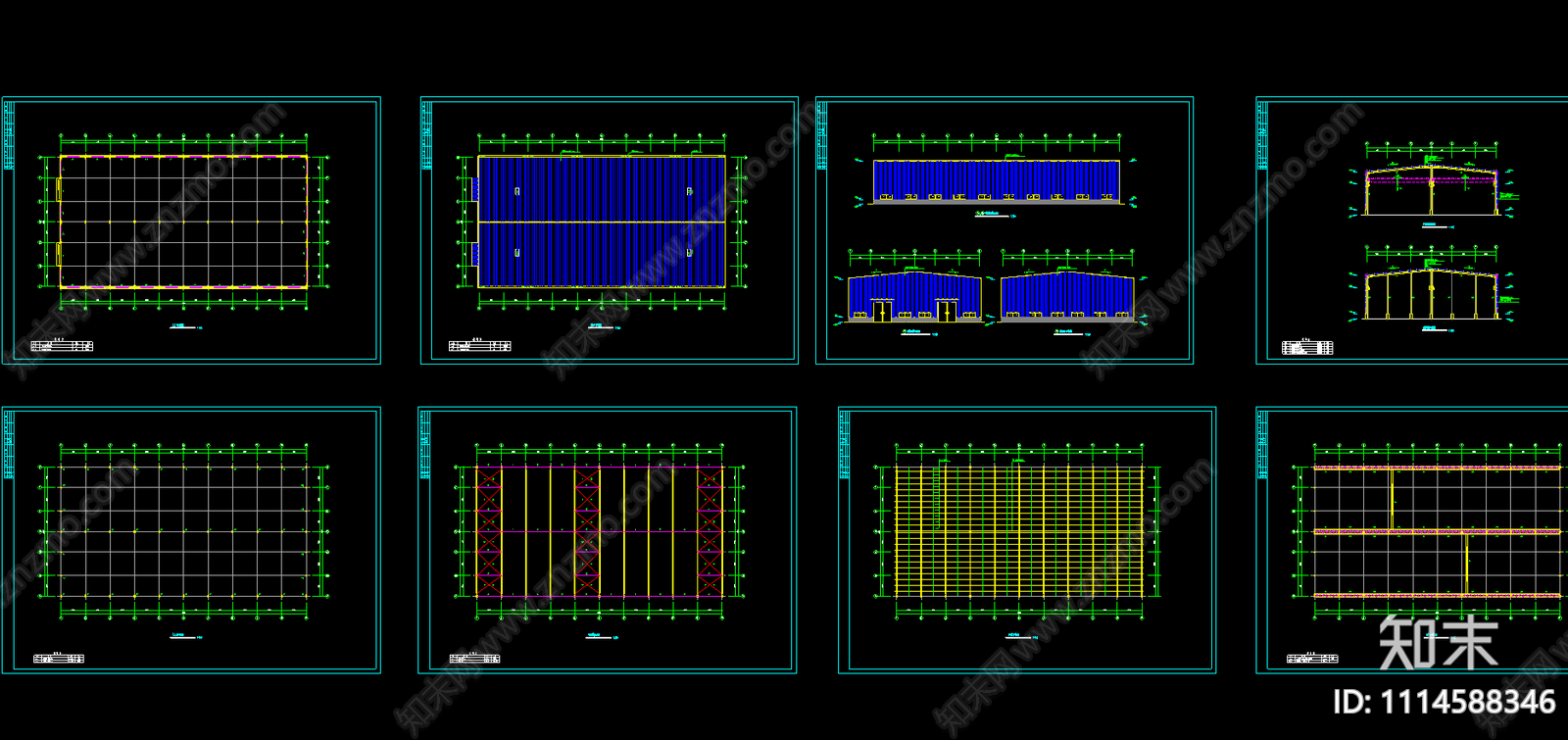 某公司60×32钢结构厂房工程CAD施工图下载【ID:1114588346】