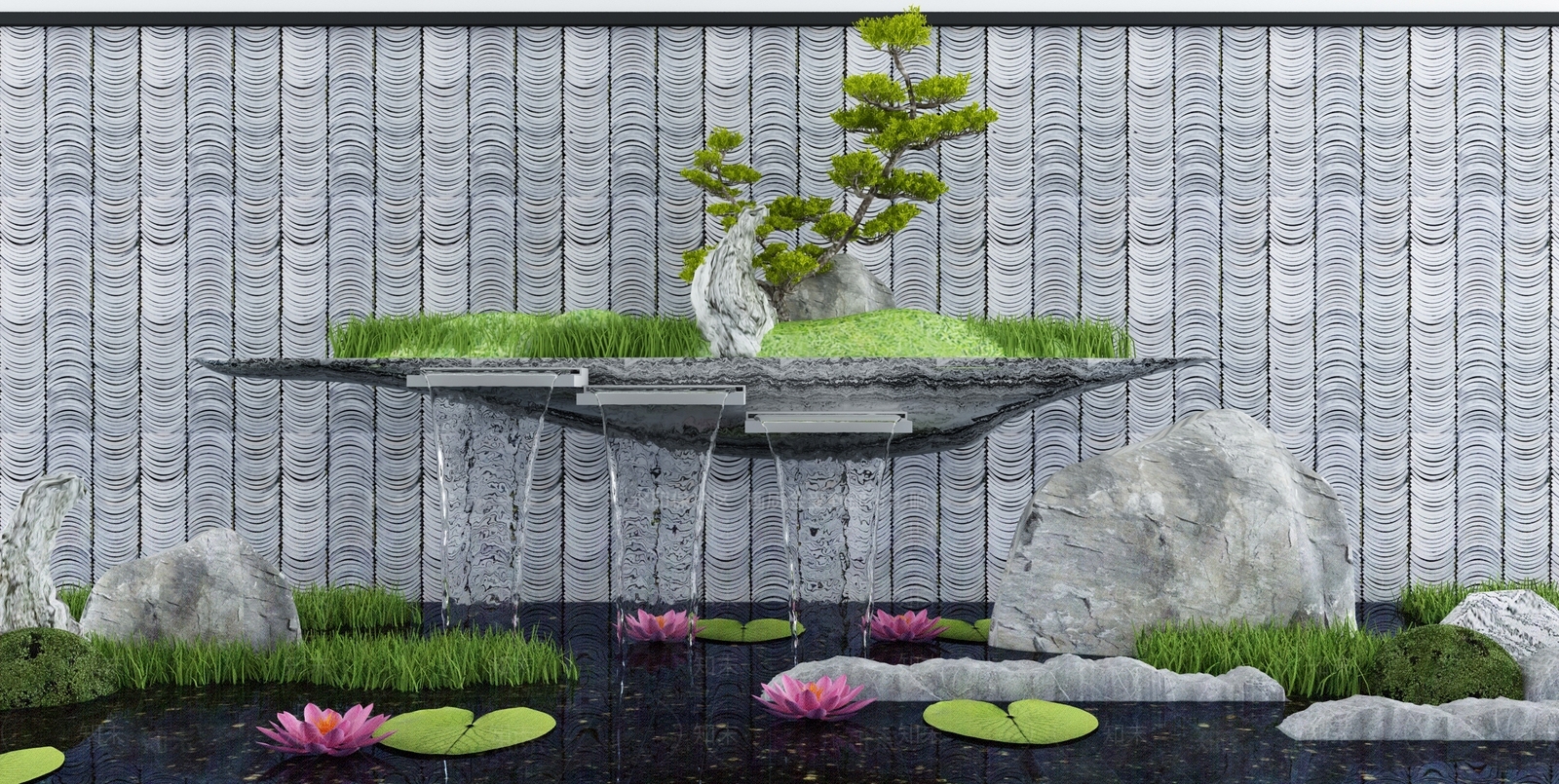 新中式水景小品3D模型下载【ID:1114594094】