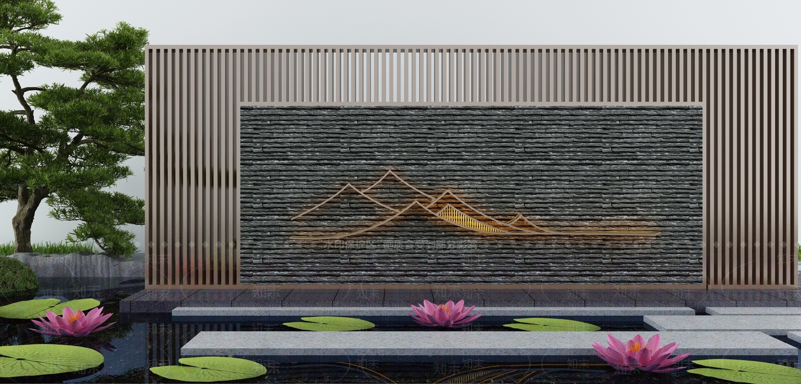 新中式假山水景3D模型下载【ID:1114594101】