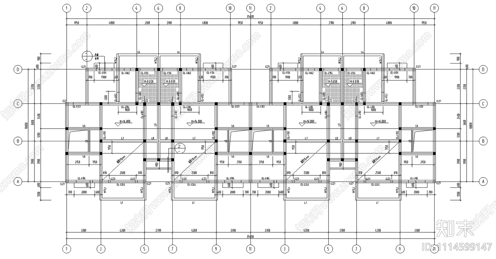6跃7砖混结构设计图cad施工图下载【ID:1114599147】