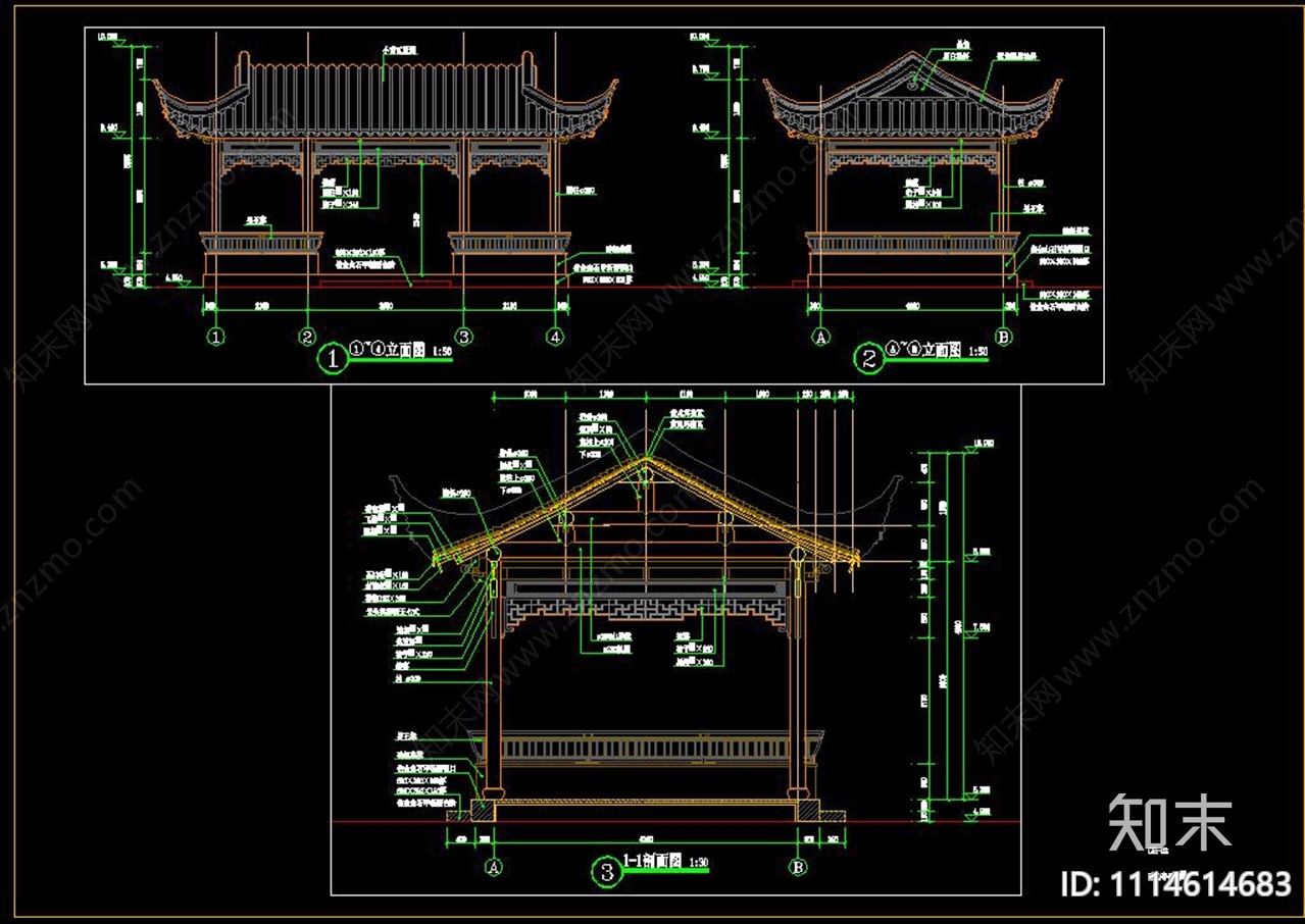 歇山亭详图施工图下载【ID:1114614683】