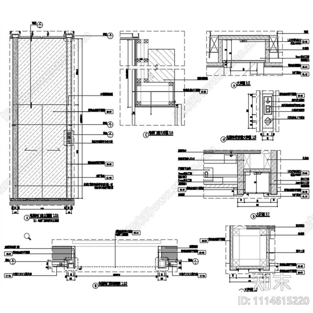 電梯間大樣圖cad施工图下载【ID:1114615220】