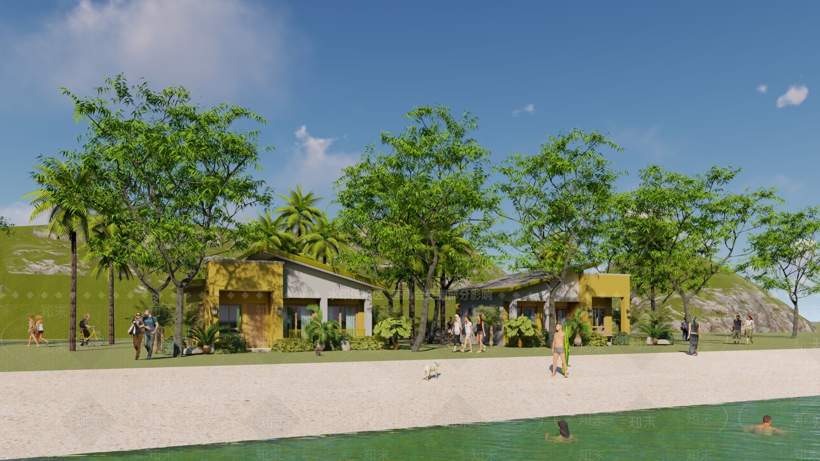 现代滨水公园别墅SU模型下载【ID:1114618819】