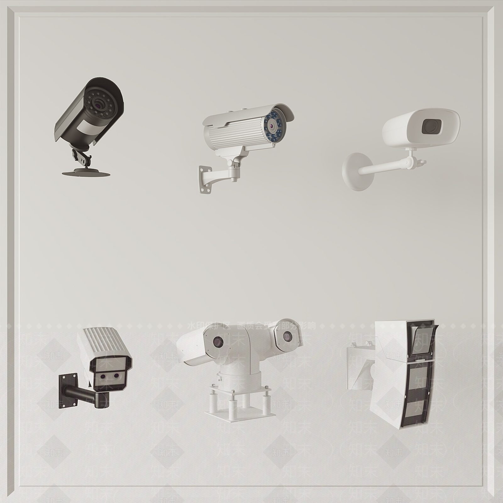 现代安防监控摄像头3D模型下载【ID:1114622342】
