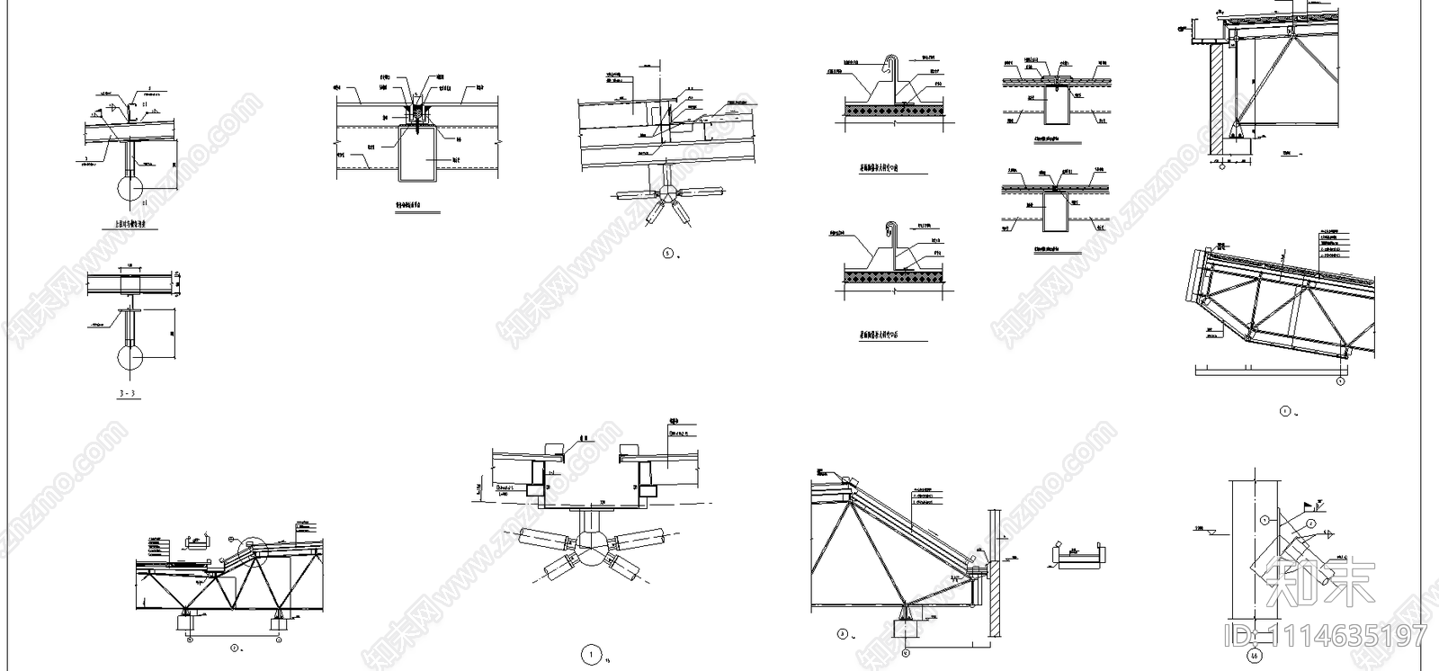 小型网架节点图纸施工图下载【ID:1114635197】