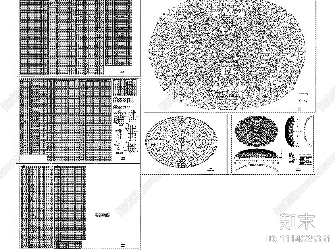 钢结构体育馆网架设计cad施工图下载【ID:1114635351】
