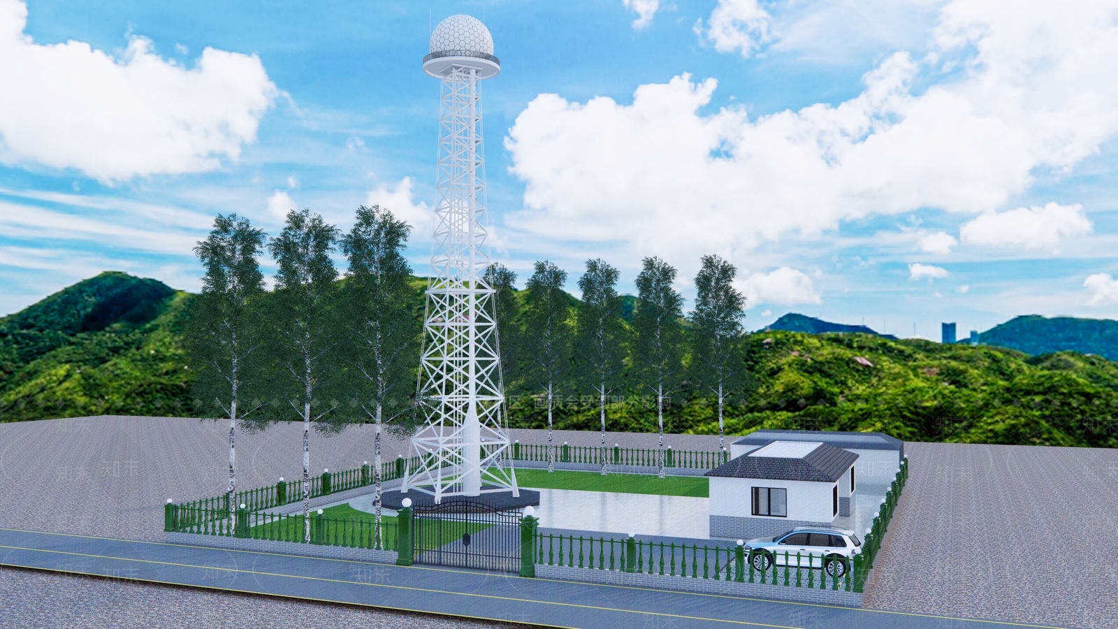现代雷达站SU模型下载【ID:1114636866】