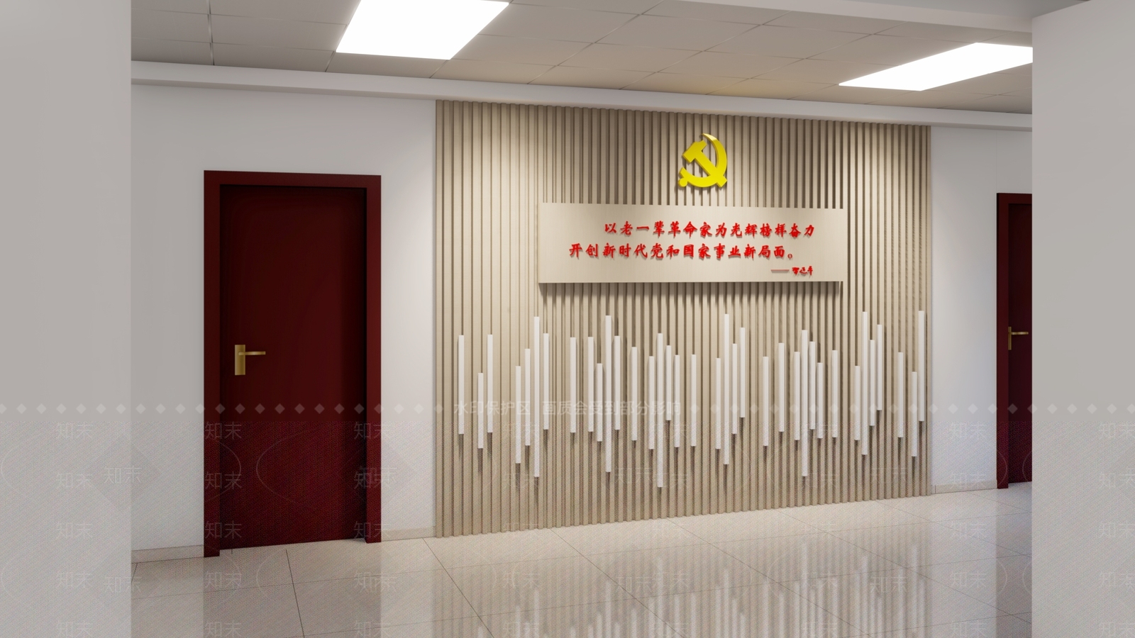 新中式廊道文化墙SU模型下载【ID:1114636646】