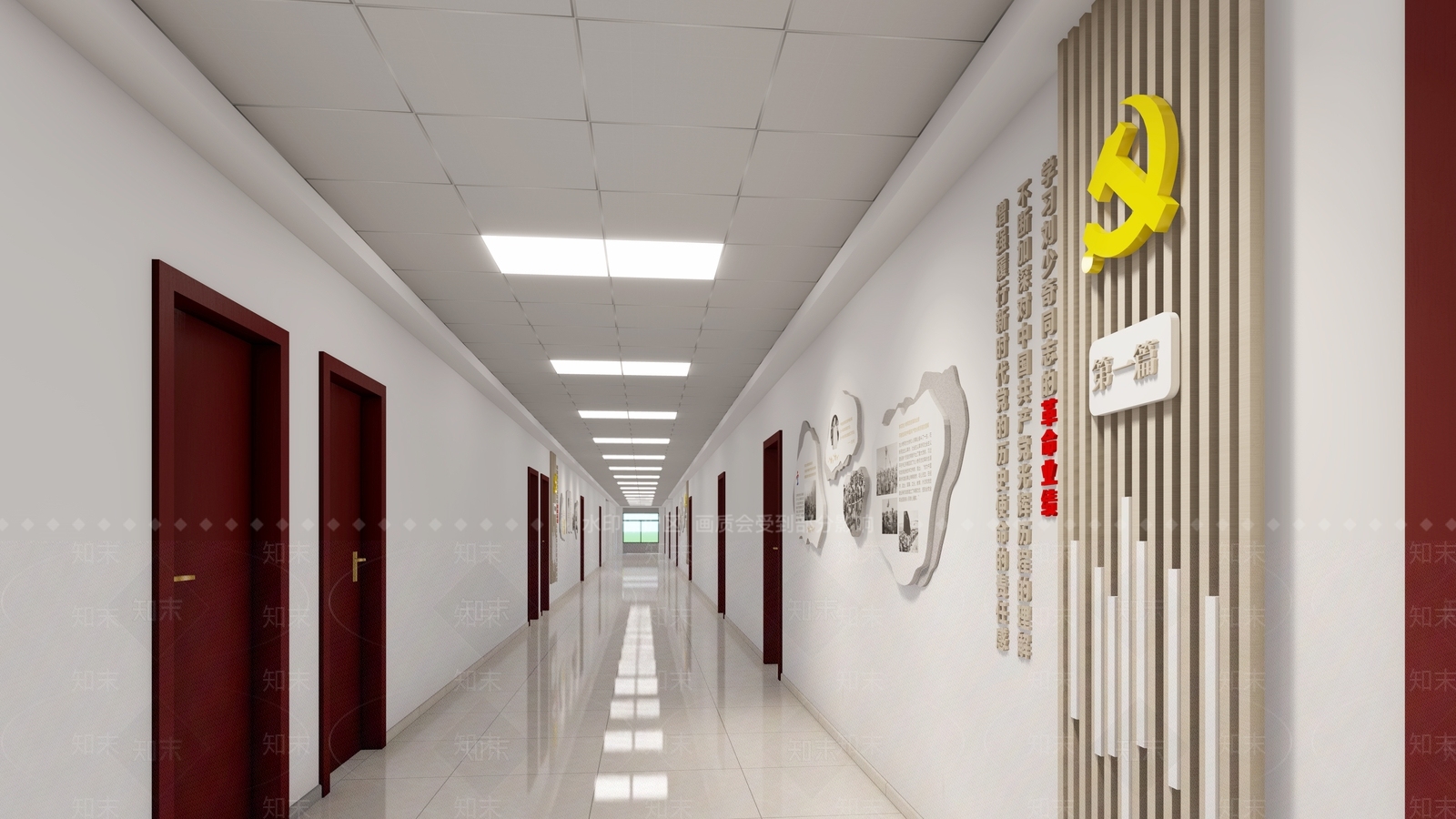 新中式廊道文化墙SU模型下载【ID:1114636646】