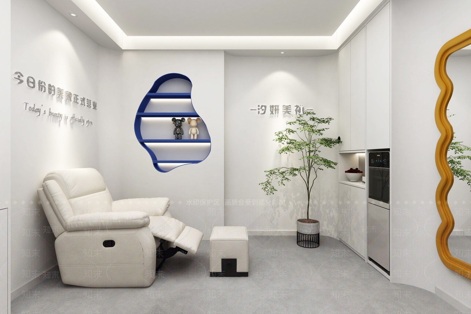 现代克莱因蓝美甲店3D模型下载【ID:1114647235】