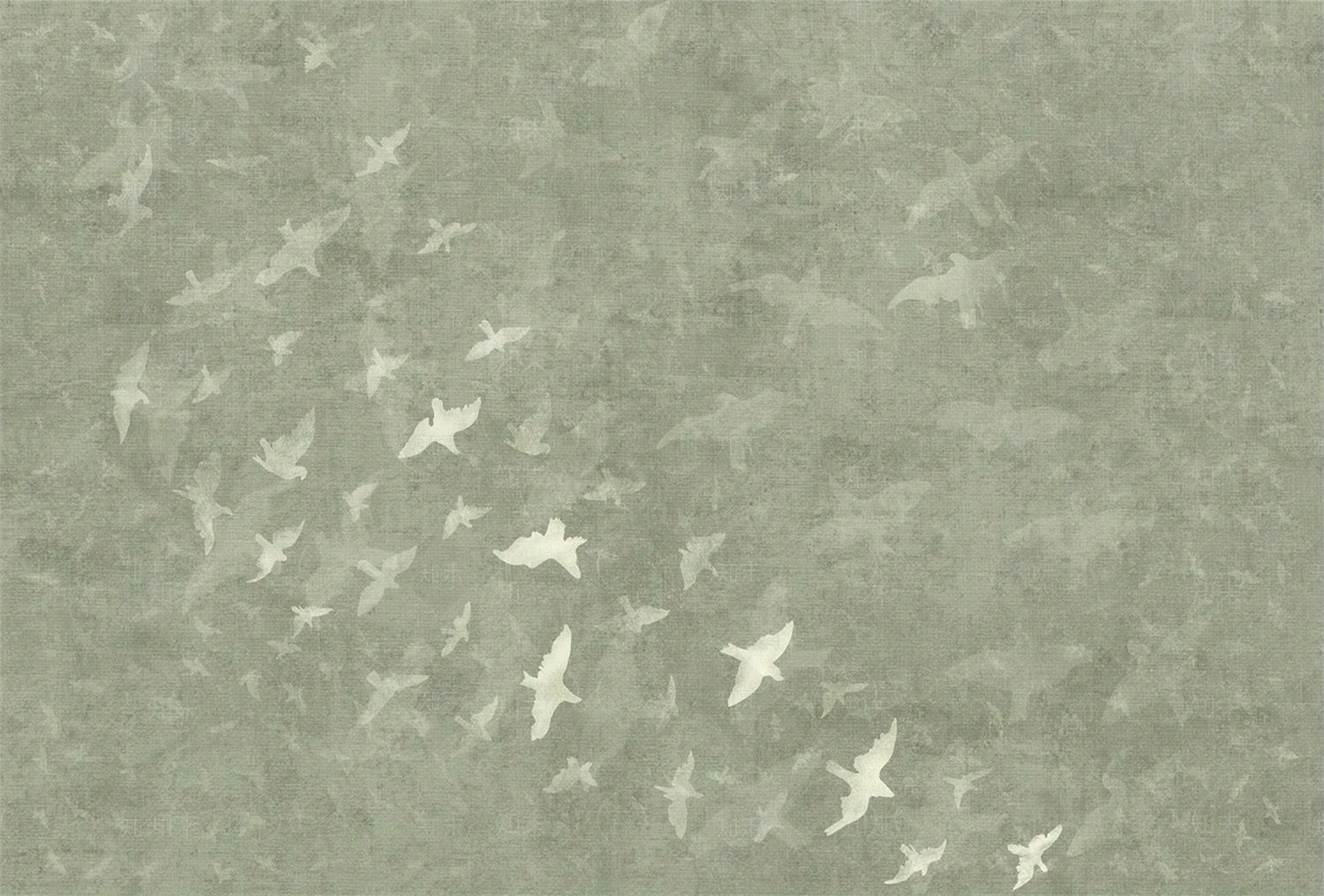 新中式绿色白鸽壁画贴图下载【ID:1114656984】