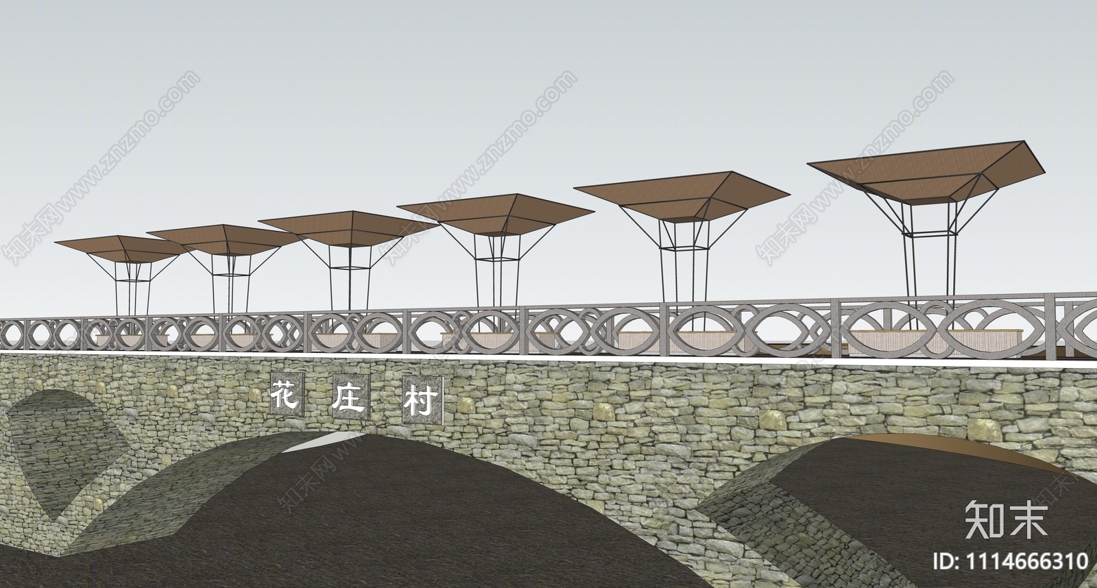 中式景观桥SU模型下载【ID:1114666310】